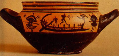 sea battle vase painting