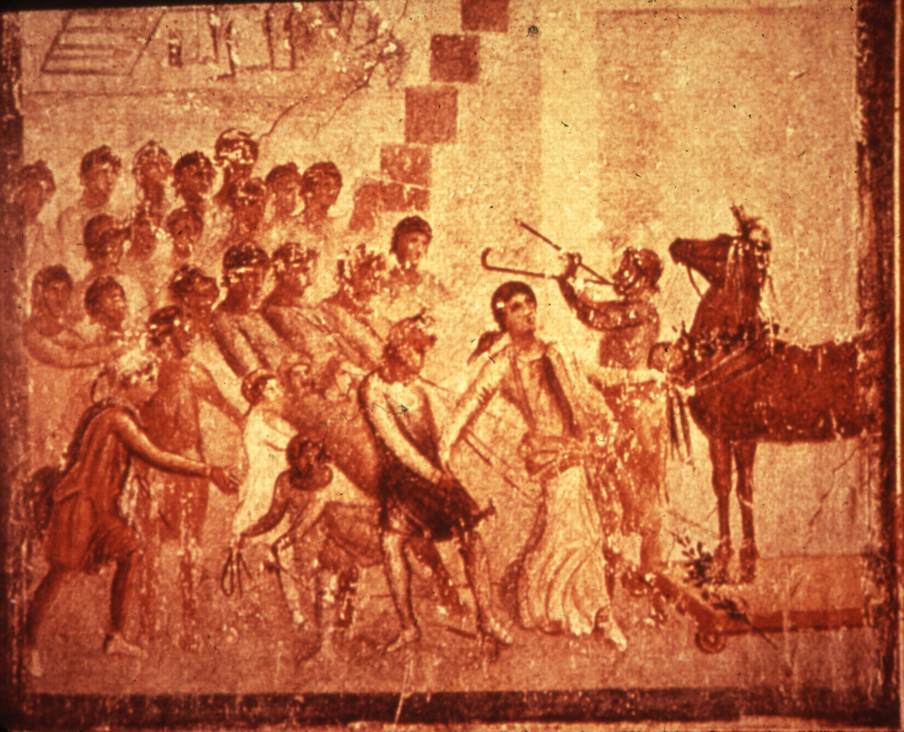 Pompeiian wall painting Cassandra forecasts Trojan doom