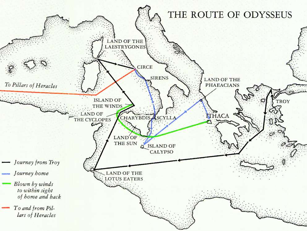 Hypothetical map of odyssey