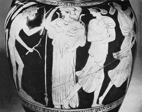 Nausicaa aids Odysseus, red figure